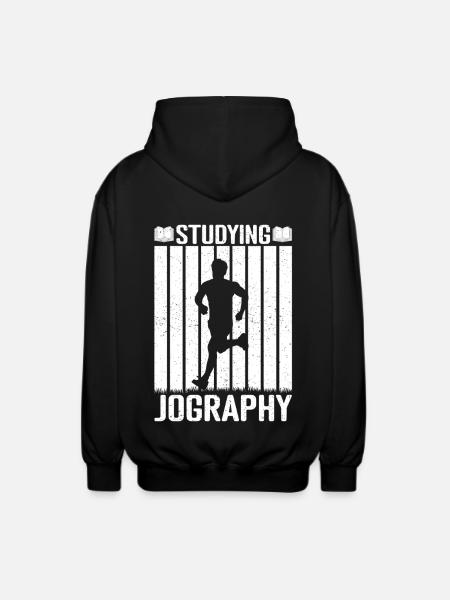 Marathon Runner Studying Jography Running - Unisex Hooded Jacket - black
