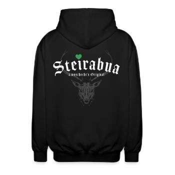 STEIRABUA STEIERMARK STEIRER ORIGINAL STEIRISCH - Unisex Kapuzenjacke - Schwarz - Hinten - AI Model Male 185 light (185cm)
