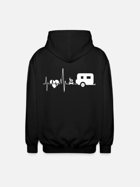 Camping Camping Heartbeat - Unisex Hooded Jacket - black