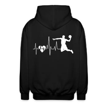 Handball Handball Herzschlag - Unisex Kapuzenjacke - Schwarz - Hinten - AI Model Male 185 light (185cm)
