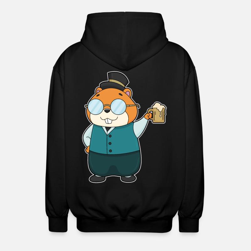 Hamster Bier - Unisex Kapuzenjacke - Schwarz