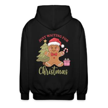 Warten auf Weihnachten - Lebkuchenfreude - Unisex Kapuzenjacke - Schwarz - Hinten - AI Model Male 185 light (185cm)