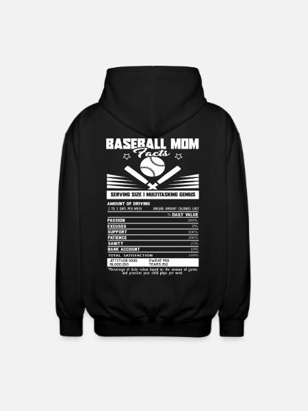 Baseball Mom Facts - Unisex Hooded Jacket - black