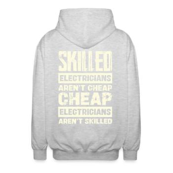 Erfahrene Elektriker Sind Nicht Günstig - Unisex Kapuzenjacke - Hellgrau meliert - Hinten - AI Model Male 185 light (185cm)