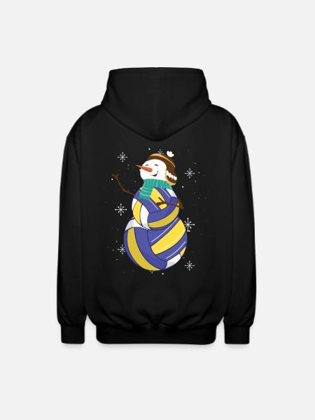 Cheerful Volleyball Snowman Design - Unisex Hooded Jacket - black