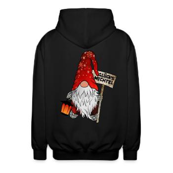 Glücks Wichtel – Weihnachtsgnom - Unisex Kapuzenjacke - Schwarz - Hinten - AI Model Male 185 light (185cm)