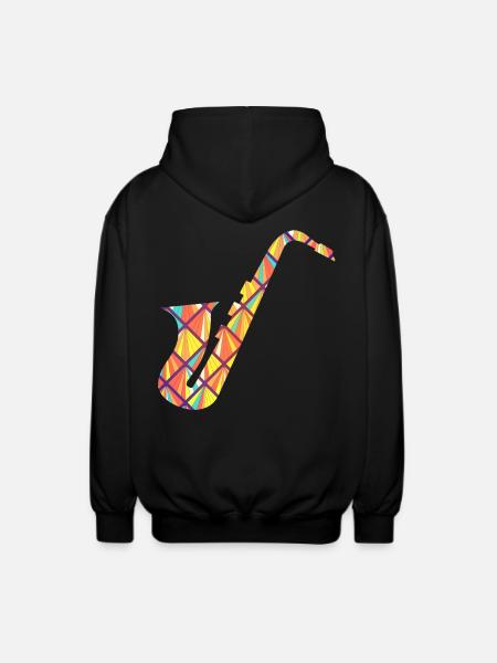 Saxophone Geometric - Unisex Hooded Jacket - black