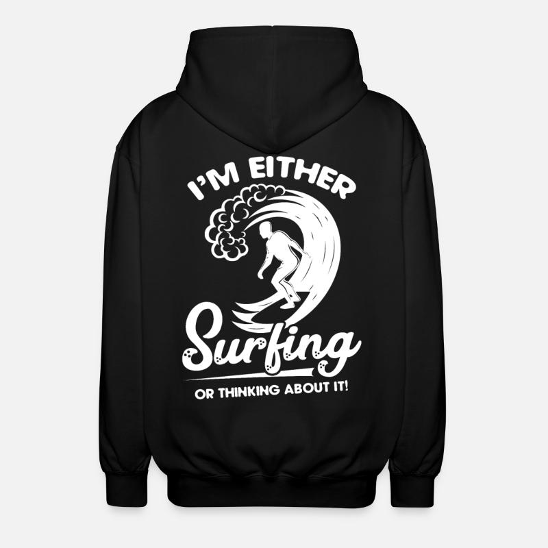 Surfing Thinking About Surfing - Unisex Hooded Jacket - black
