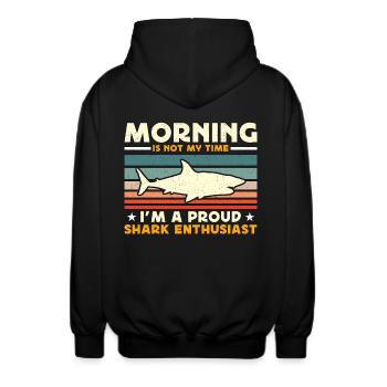 Passionné de requins, le matin n’est pas mon heure de plongée en apnée - Veste à capuche unisexe - noir - Dos - AI Model Male 185 light (185cm)
