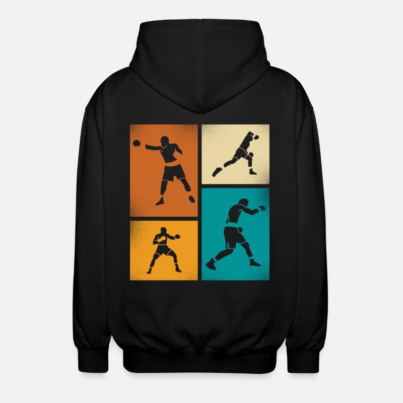 Retro Boxen Silhouette Kunst - Unisex Kapuzenjacke - Schwarz