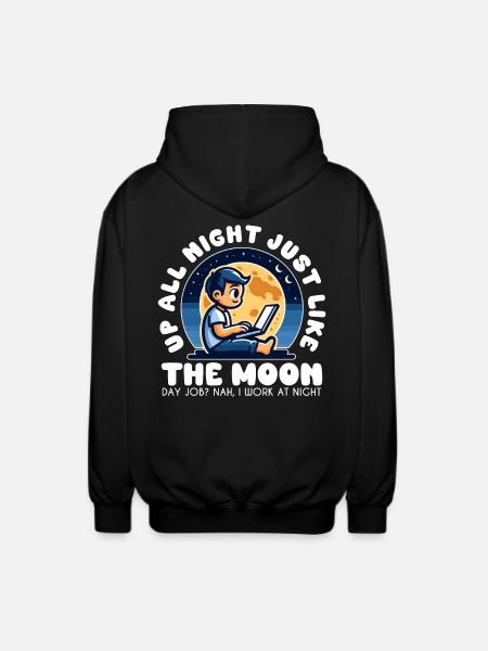 DESPIERTO TODA LA NOCHE COMO LA LUNA - Chaqueta unisex con capucha. - negro