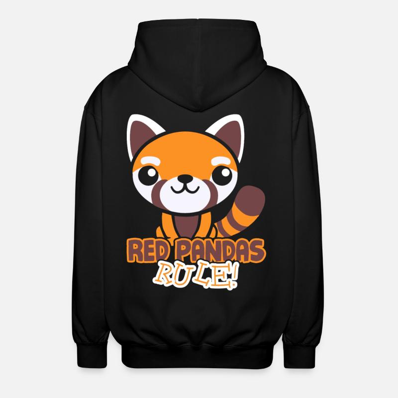 Red Pandas Rule - Unisex Hooded Jacket - black