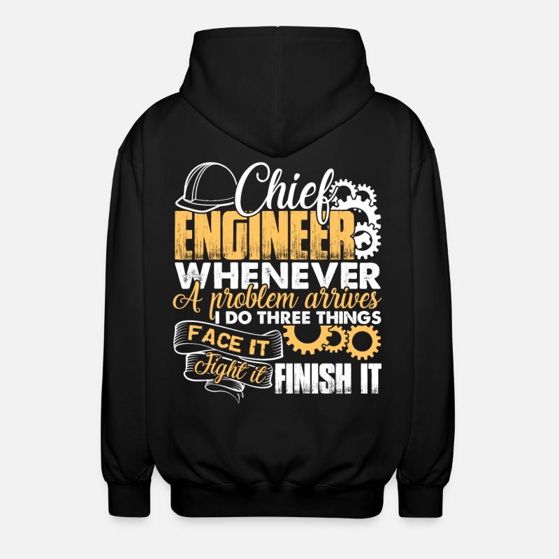 Chief Engineer Solves Problem - Unisex Hooded Jacket - black