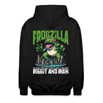 RIBBIT ET RUINE - FROGZILLA - Veste à capuche unisexe - noir - Dos - AI Model Male 185 light (185cm)