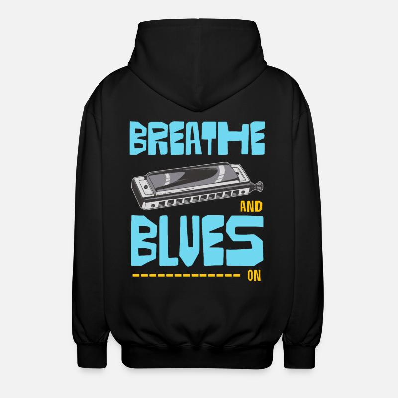Blues On Harmonica - Unisex Hooded Jacket - black