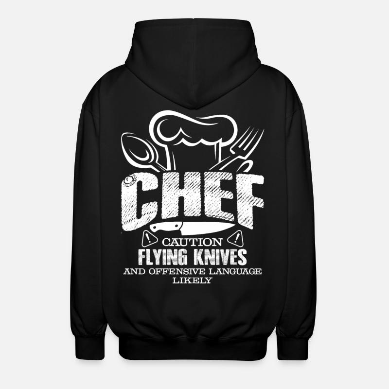 Chef Caution Flying Knives - Unisex Hooded Jacket - black