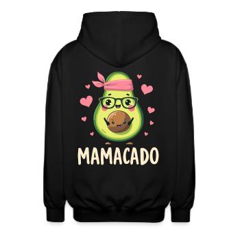 Werdende Mama & Mutter, Mamacado, Schwangerschaft - Unisex Kapuzenjacke - Schwarz - Hinten - AI Model Male 185 light (185cm)