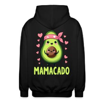 Werdende Mama & Mutter, Mamacado, Schwangerschaft - Unisex Kapuzenjacke - Schwarz - Hinten - AI Model Male 185 light (185cm)