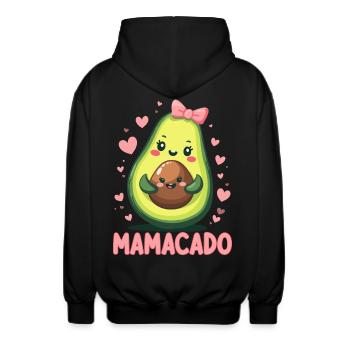Werdende Mama & Mutter, Mamacado, Schwangerschaft - Unisex Kapuzenjacke - Schwarz - Hinten - AI Model Male 185 light (185cm)