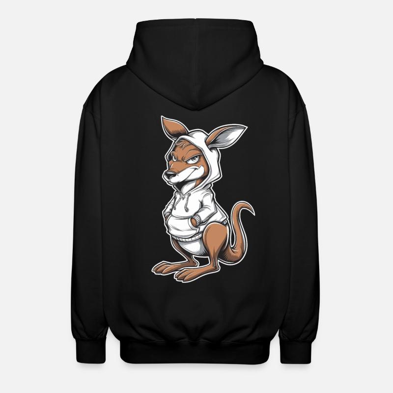 Kangourou Kangourou Animaux australiens - Veste à capuche unisexe - noir