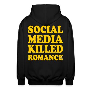 social media killed romance - Veste à capuche unisexe - noir - Dos - AI Model Male 185 light (185cm)
