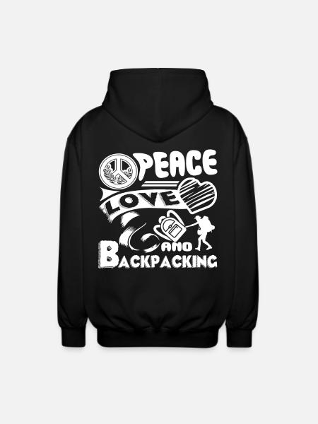 Backpacking Peace Love Backpacking - Unisex Hooded Jacket - black