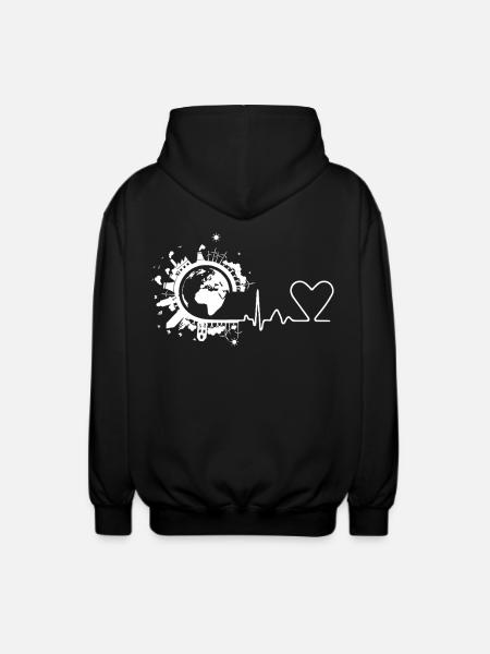 Earth Day Heartbeat - Unisex Hooded Jacket - black