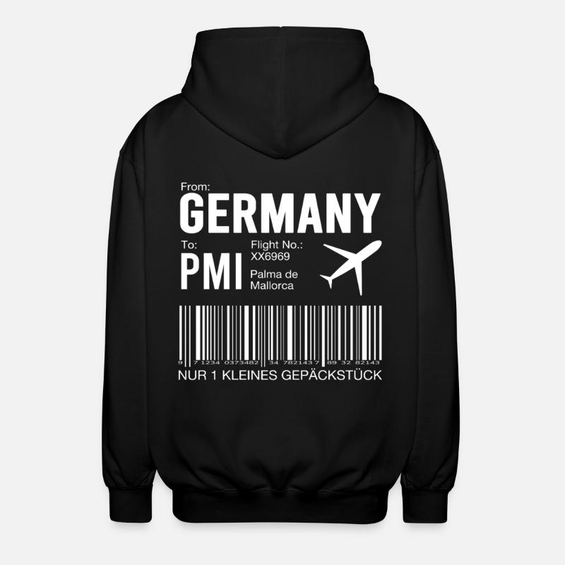 Flugticket Palma - Unisex Kapuzenjacke - Schwarz