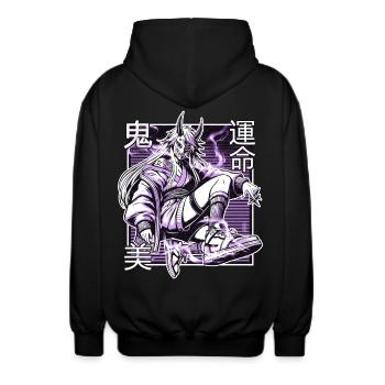 Démon Kunoichi Violet - Veste à capuche unisexe - noir - Dos - AI Model Male 185 light (185cm)
