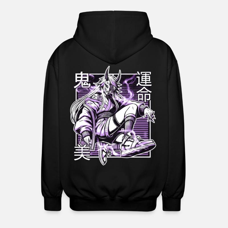 Violetter Kunoichi-Dämon - Unisex Kapuzenjacke - Schwarz