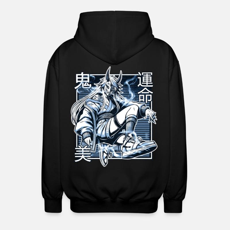 Démon Kunoichi bleu - Veste à capuche unisexe - noir