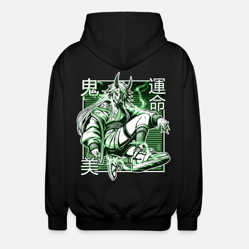 Grüner Kunoichi-Dämon - Unisex Kapuzenjacke - Schwarz