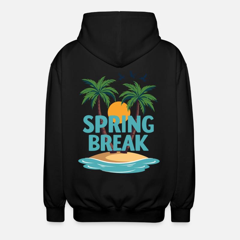 Spring Break Palm Trees Beach - Unisex Hooded Jacket - black