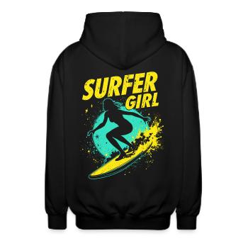 Surfer Girl Surferin Wellenreiten Surfen Surfer - Unisex Kapuzenjacke - Schwarz - Hinten - AI Model Male 185 light (185cm)
