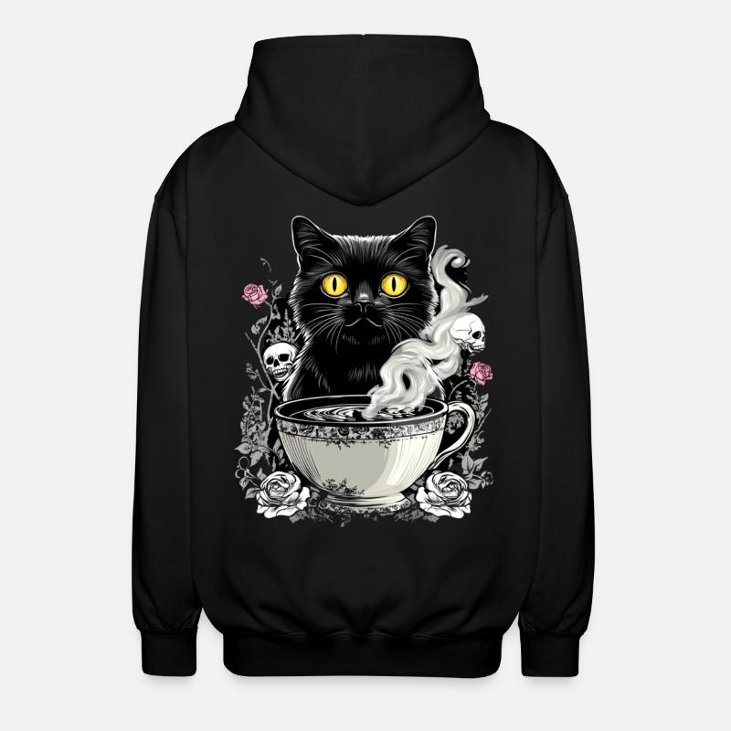 Mystical : Chat avec crâne café - Veste à capuche unisexe - noir