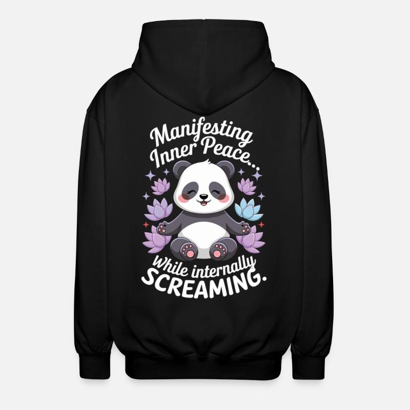 Meditating Panda – Zen & Mindfulness - Unisex Hooded Jacket - black