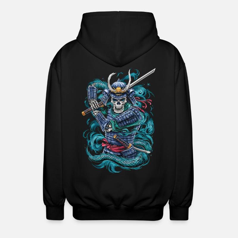 Ghostly Samurai Warrior - Unisex Hooded Jacket - black