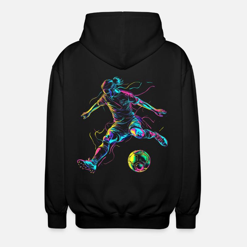 Colour explosion footballer - dynamic design - Unisex Hooded Jacket - black