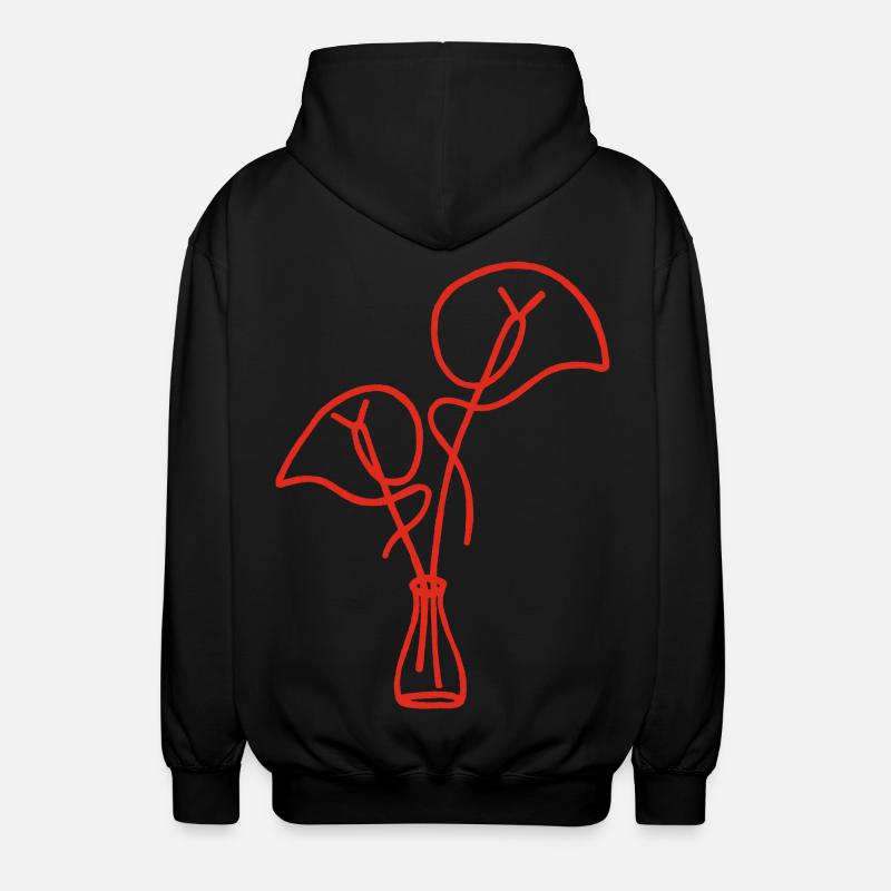 Rote Blumenskizze - Unisex Kapuzenjacke - Schwarz