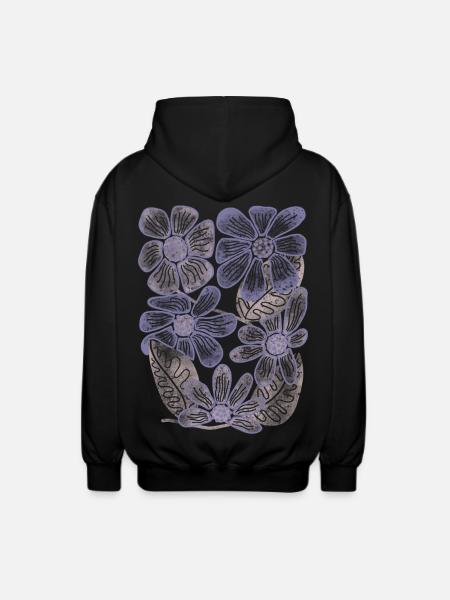 Lavender Bloom Blumenmuster - Unisex Kapuzenjacke - Schwarz