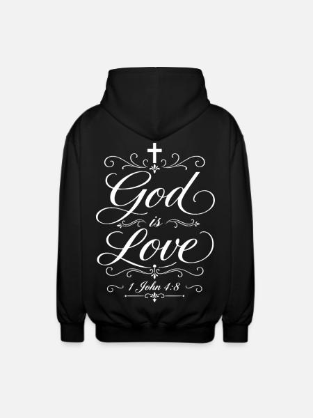 God Is Love - 1 John 4:8  - Unisex Hooded Jacket - black