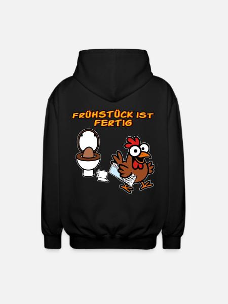 Chicken Makes Breakfast Funny Chickens - Unisex Hooded Jacket - black