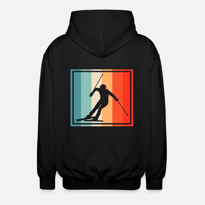 Ski Retro - Unisex Kapuzenjacke - Schwarz