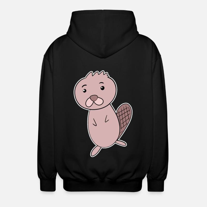 Beaver Animal - Unisex Hooded Jacket - black