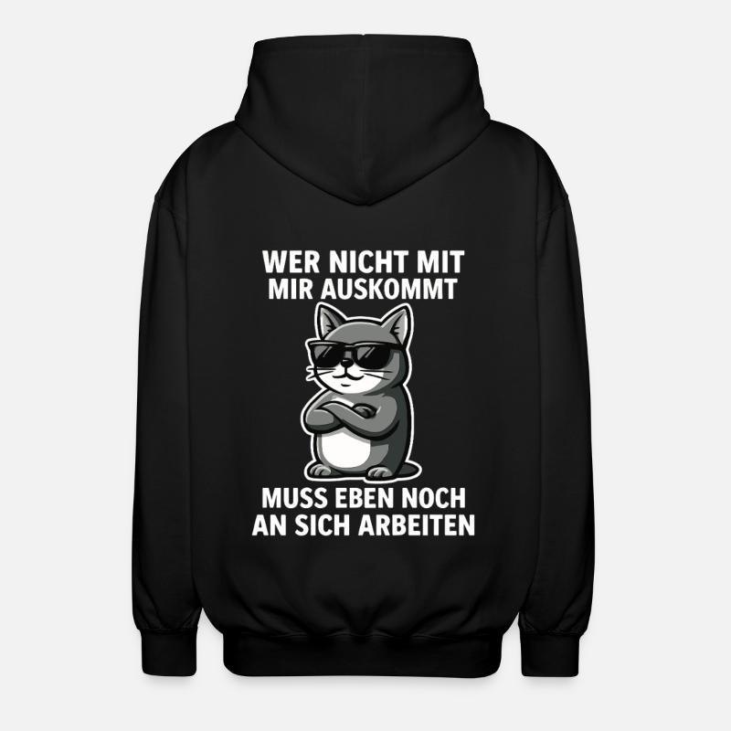Cool Cat Saying - Unisex Hooded Jacket - black