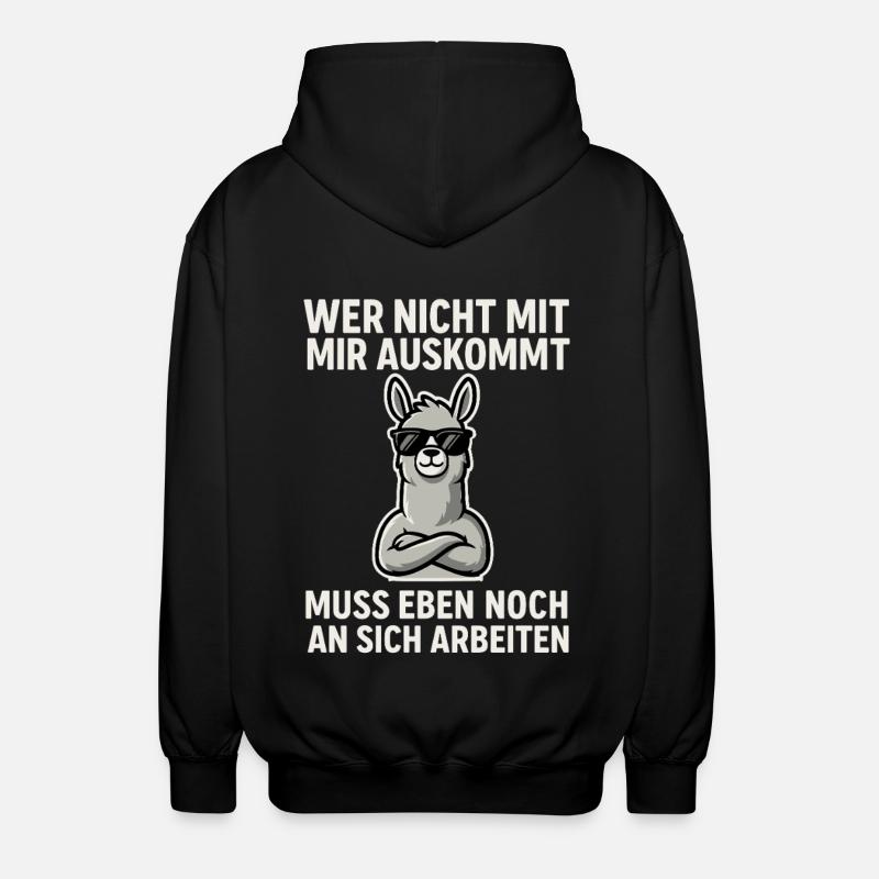 Selbstbewusst Lama Spruch - Unisex Kapuzenjacke - Schwarz