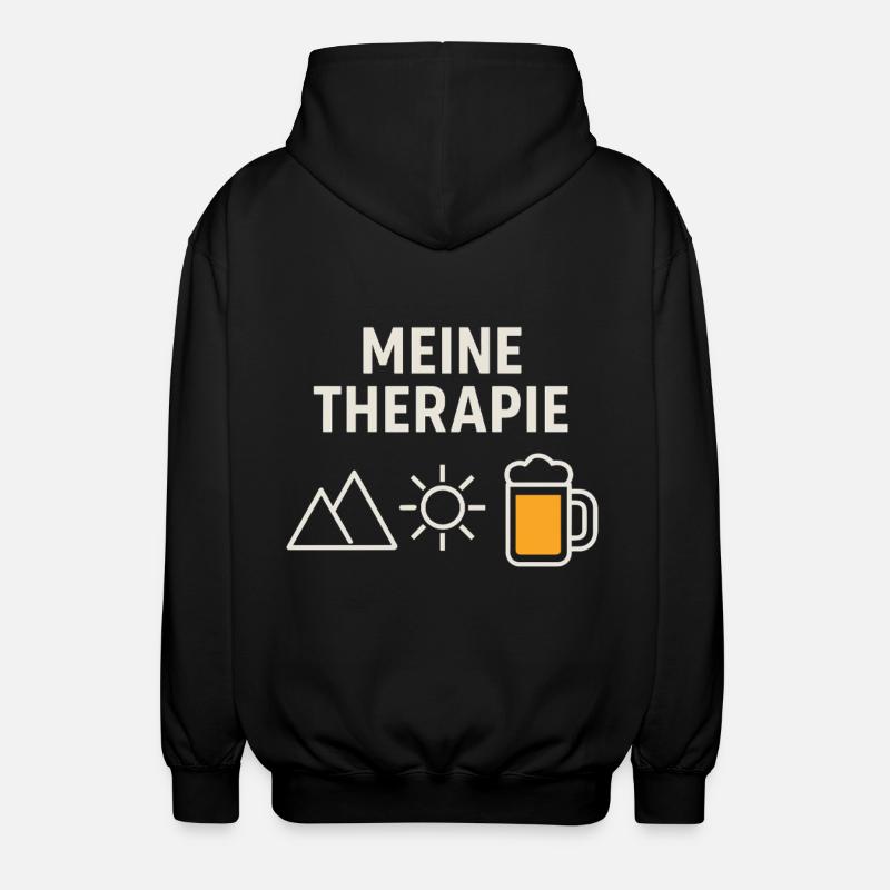 Therapy - Mountains, Beer, Sun - Unisex Hooded Jacket - black