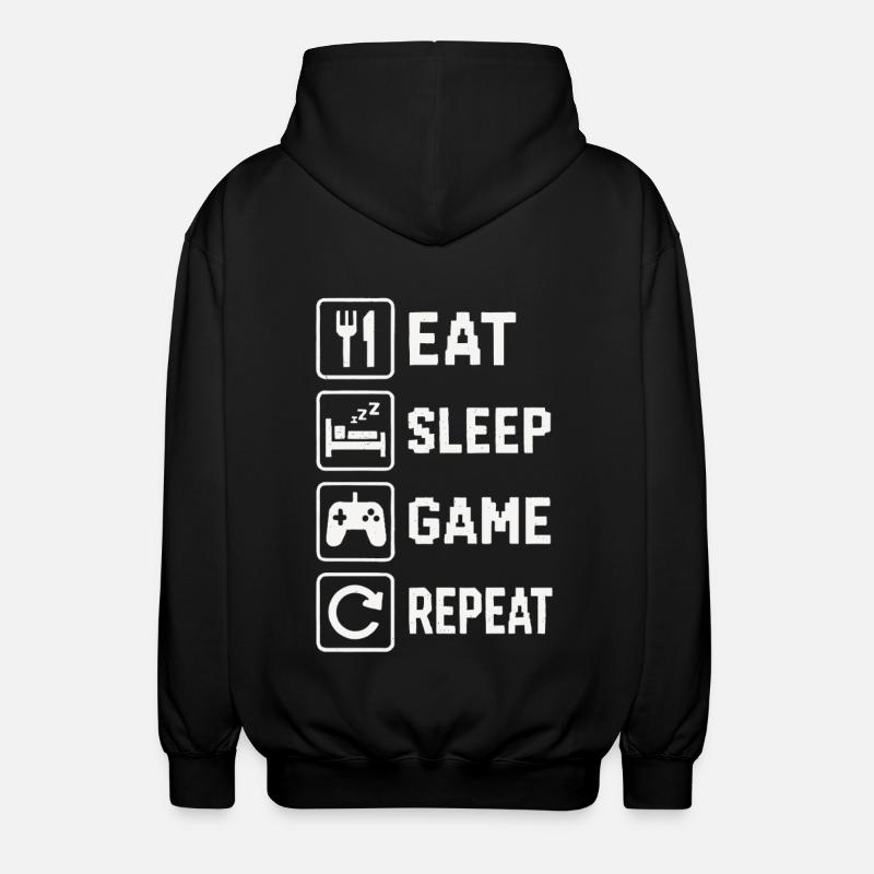 Eat Sleep Game Repeat - Unisex Hooded Jacket - black