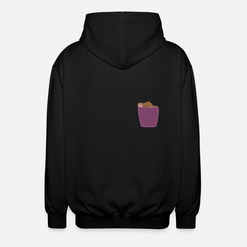 Faultier in der Brusttasche Sloth - Unisex Kapuzenjacke - Schwarz