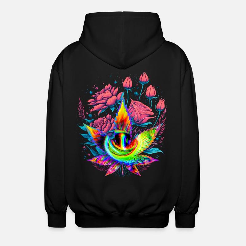 Psychedelisches Cannabisblatt mit Drachenauge - Unisex Kapuzenjacke - Schwarz